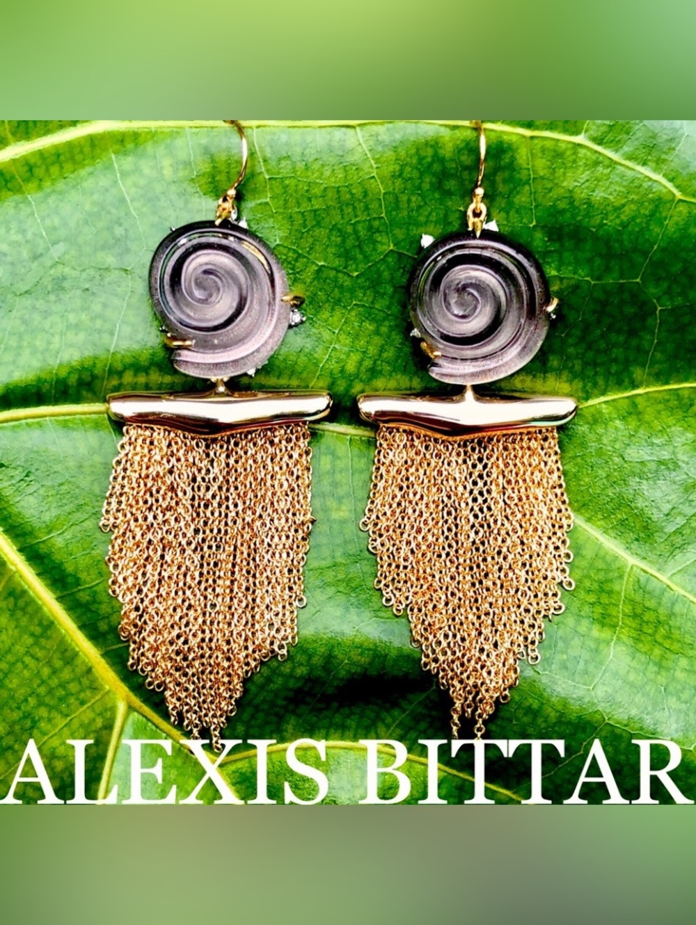 ALEXIS BITTAR Crystal Shell chain fringe earrings